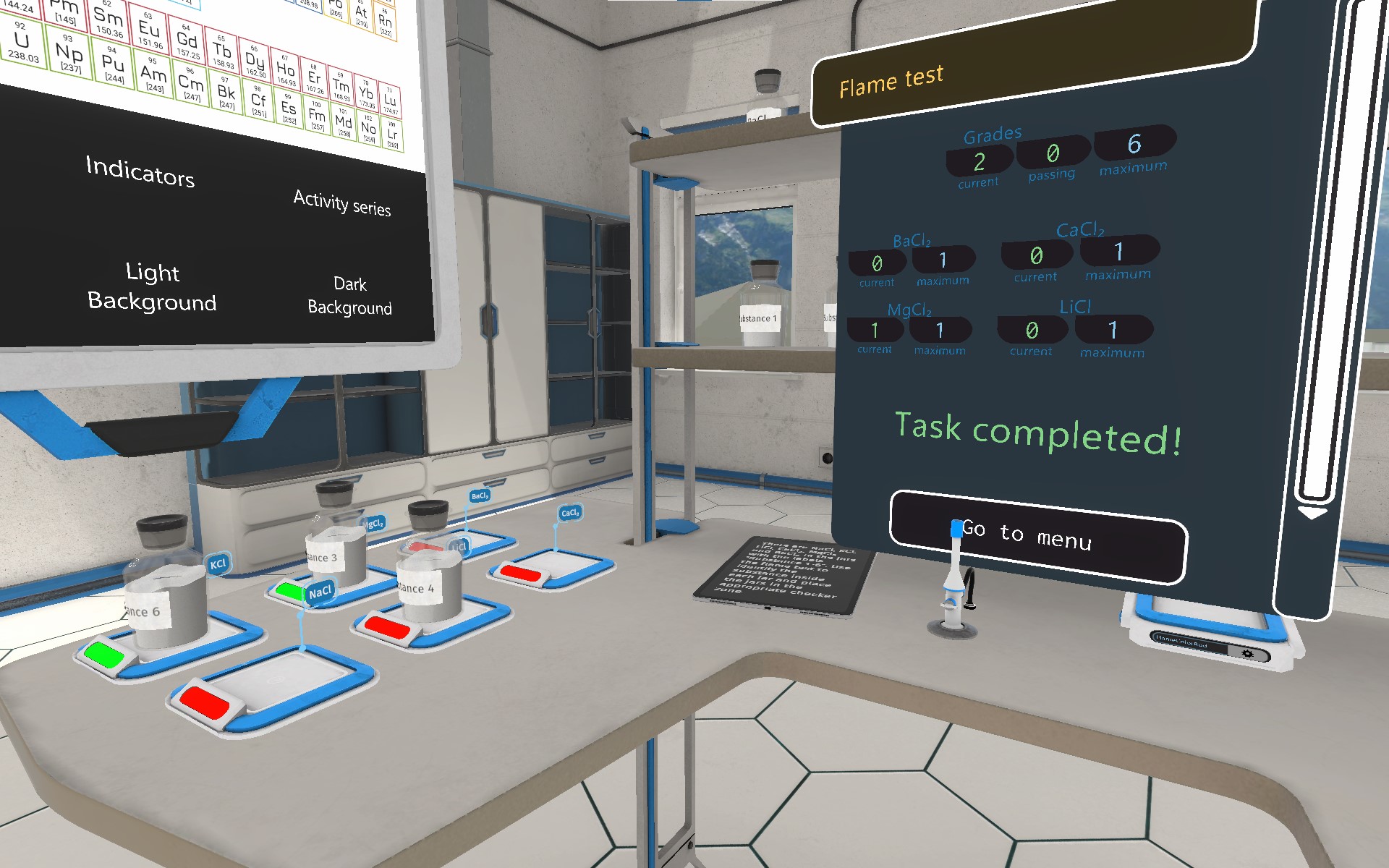 Flammentest in VR – lila Flamme Barium