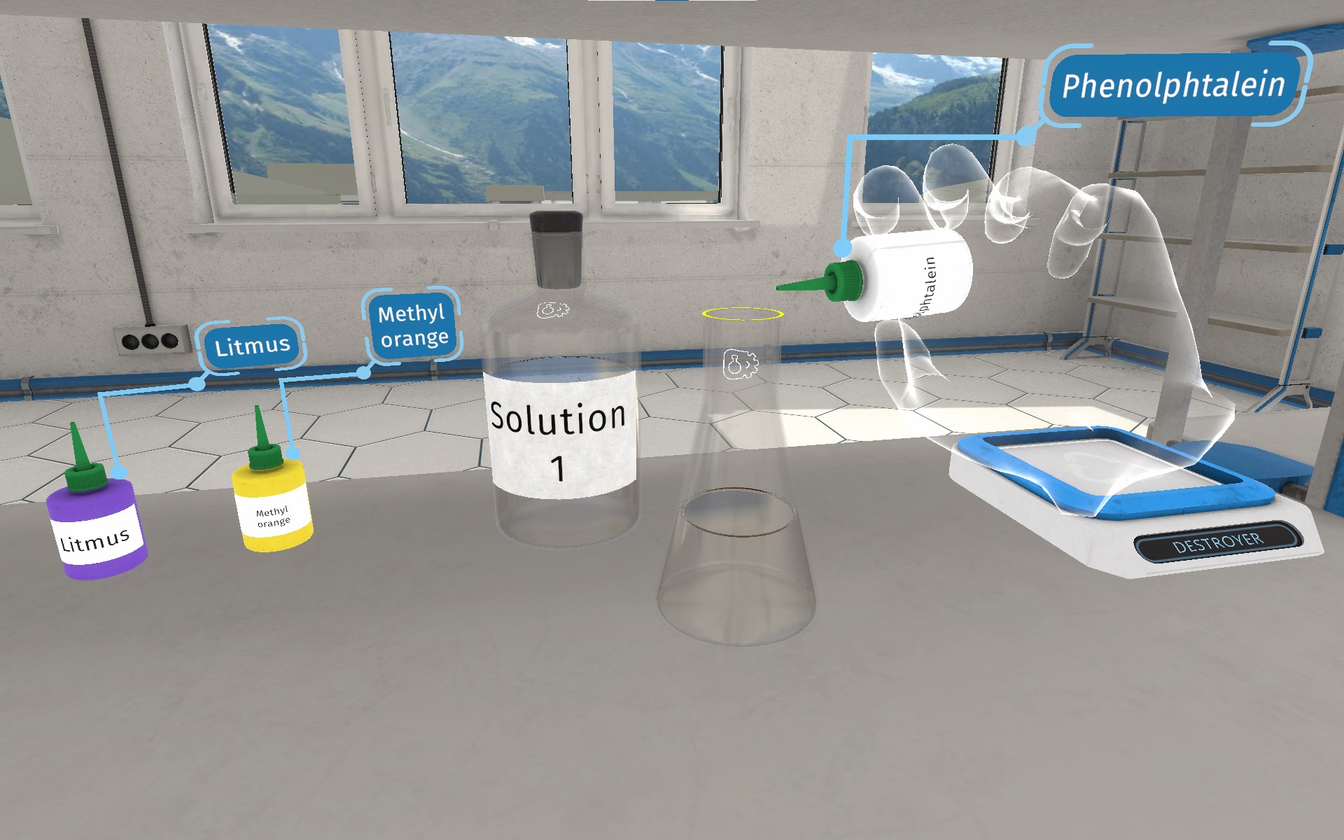 Indikatoren in VR: Litmus, Methylorange, Phenolphthalein