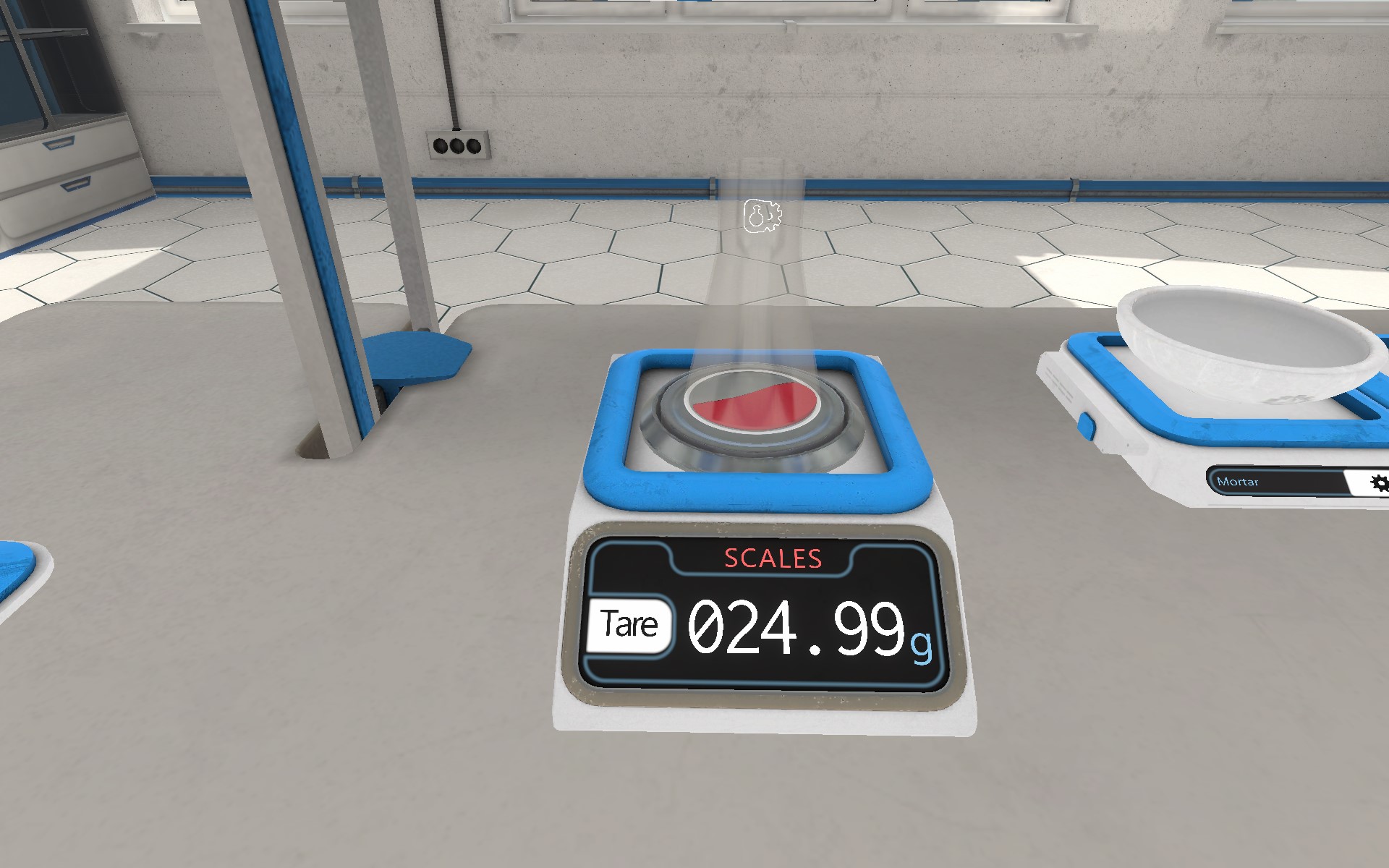 Digitalwaage 24.99g im VR-Chemielabor